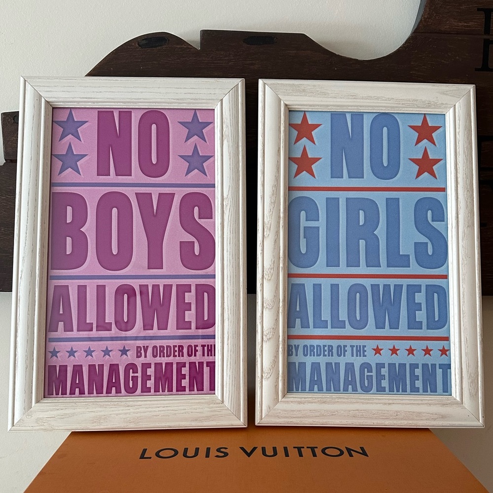 Framed “No Boys Allowed” / “No Girls Allowed” Shabby Chic Art Prints #Twins